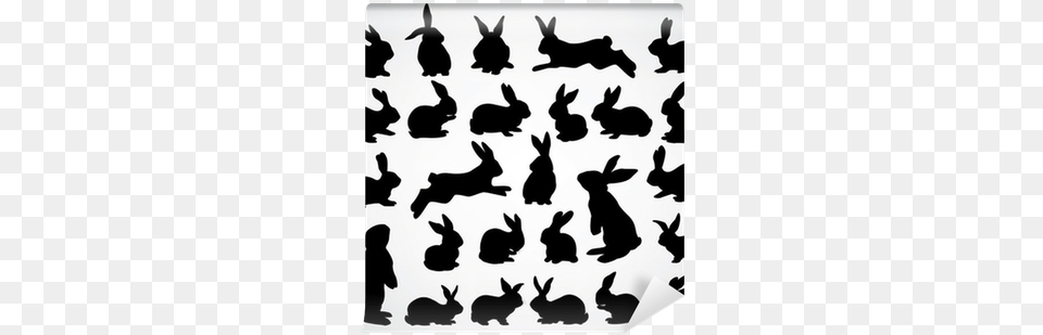 Big Collection Of Rabbit Silhouettes Wall Mural Pixers Small Black Rabbit Tattoo, Silhouette, Animal, Mammal, Kangaroo Png Image