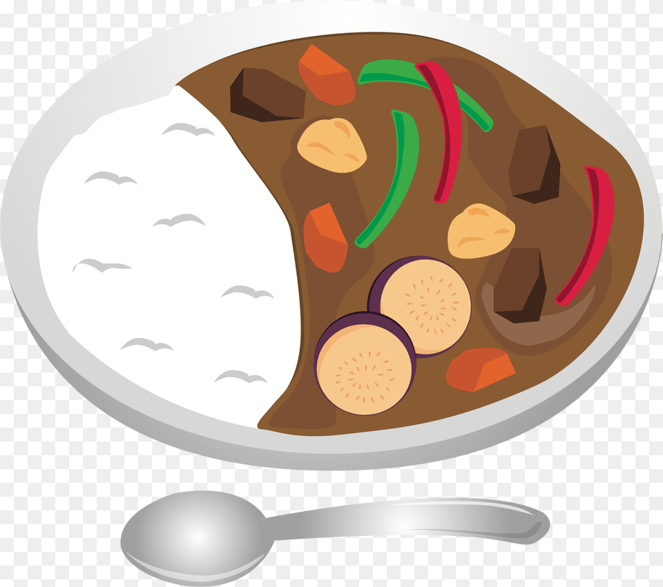 Big Curry And Rice Clipart, Spoon, Meal, Food, Cutlery Png Image