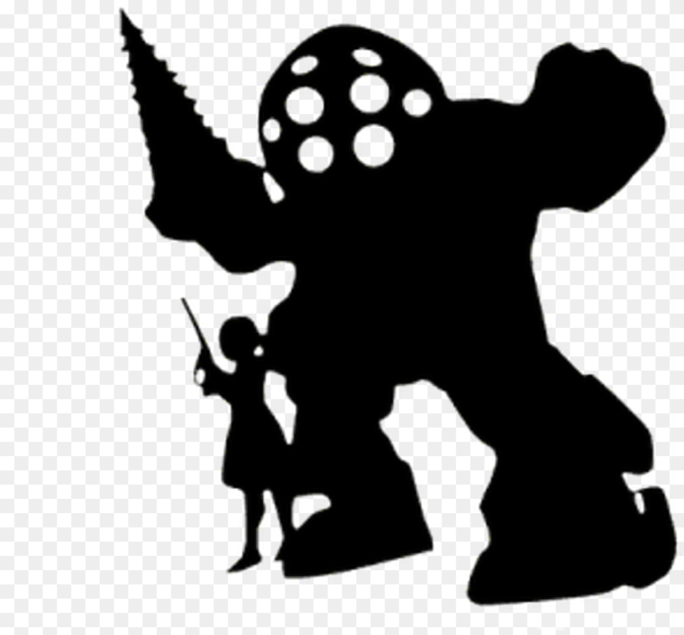 Big Daddy Amp Little Sister Vinyl Decal High Glossy Bioshock Big Daddy Decal, Silhouette, Stencil Png Image
