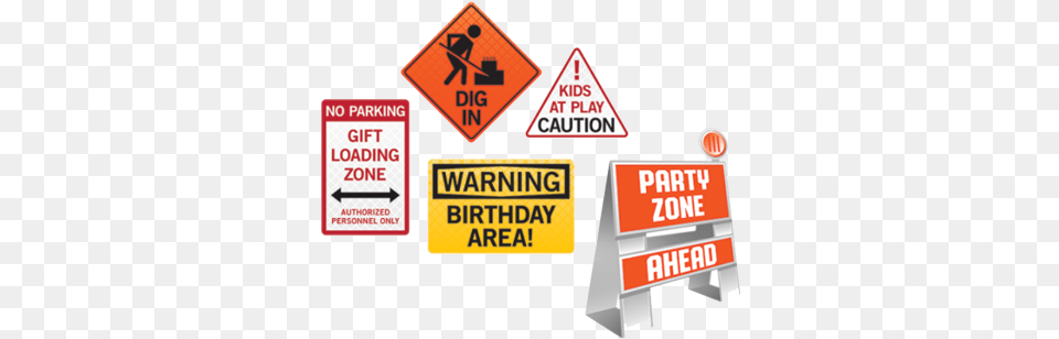 Big Dig Construction Party Signs X 5 Just For Kids Construction Signs Party Kids, Sign, Symbol, Road Sign, Fence Png Image