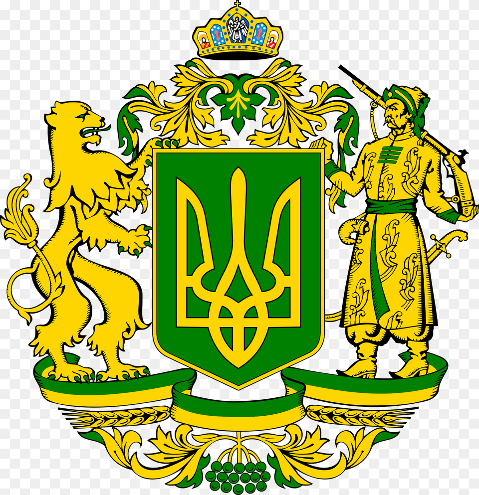 Big Emblem Of Green Ukraine Clipart, Person, Symbol, Animal, Bear Free Png Download