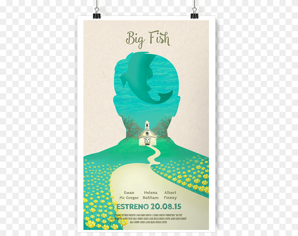 Big Fish By Luca Hidalgo And Patri Saav Poster Minimalist Movie Big Fish, Advertisement, Animal, Sea Life, Shark Png Image