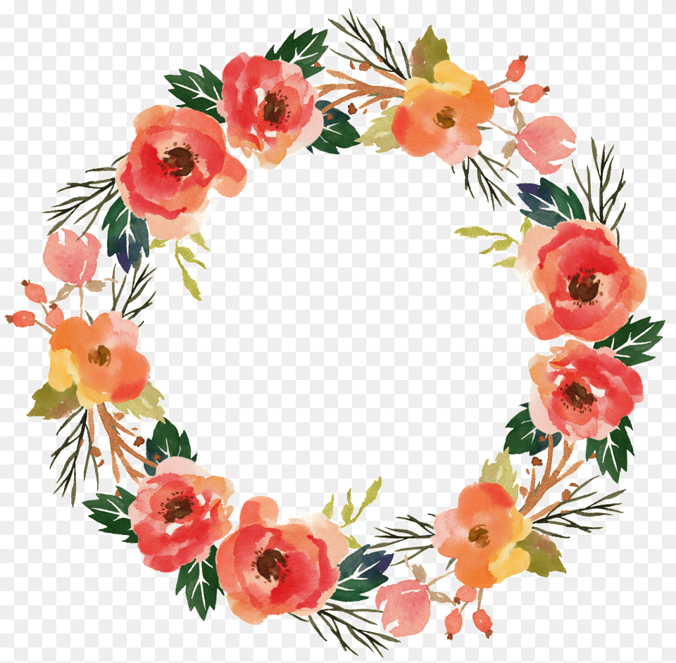 Big Flower Wreath Watercolor Transparent Decorative Flower, Plant, Rose, Art, Floral Design Png