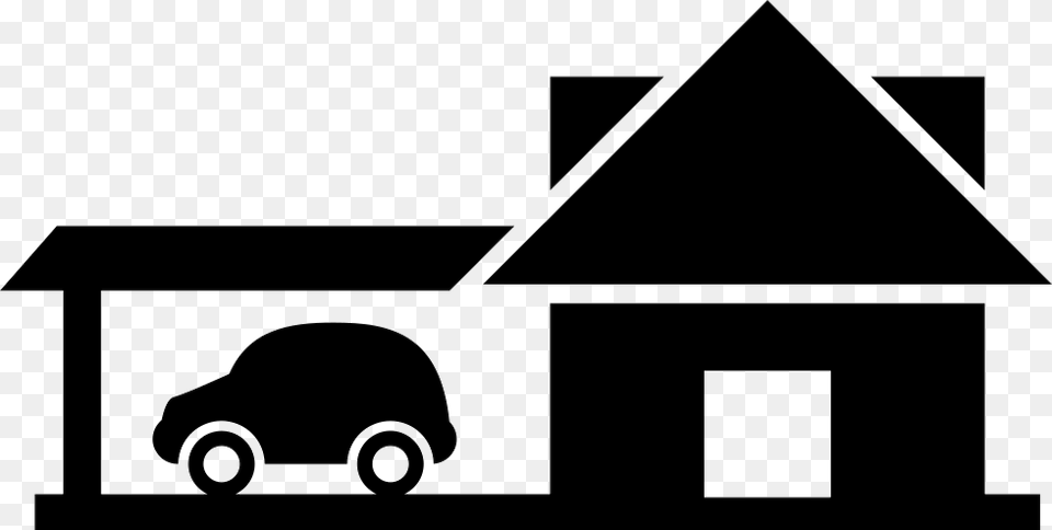 Big House With Car Garage Comments House And Car, Triangle, Stencil, Transportation, Vehicle Png Image