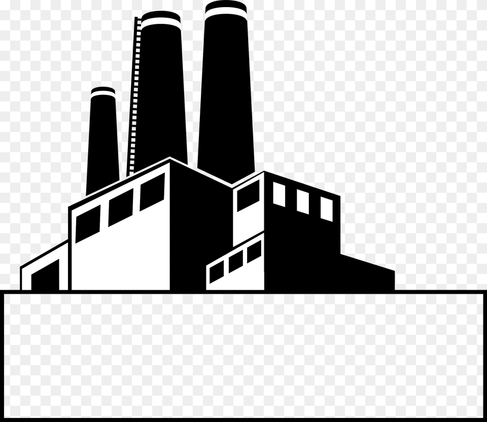 Big Image Black And White Factory Clipart, Stencil, Architecture, Building Free Png Download