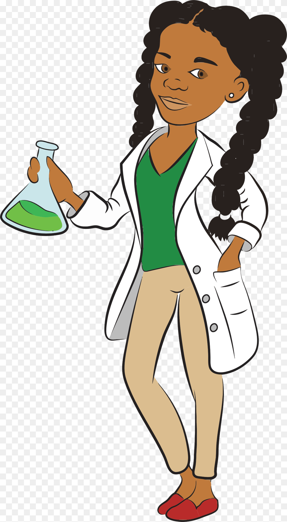 Big Black Female Scientist Cartoon, Clothing, Coat, Adult, Person Png Image