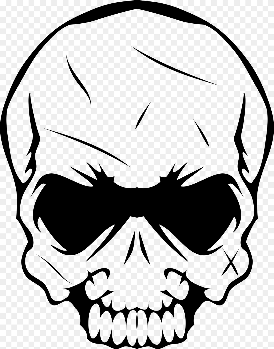 Big Image Clip Art Skull Head, Gray Png