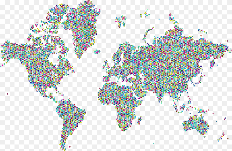 Big Image Colorful World Map No Background, Chart, Plot Free Png