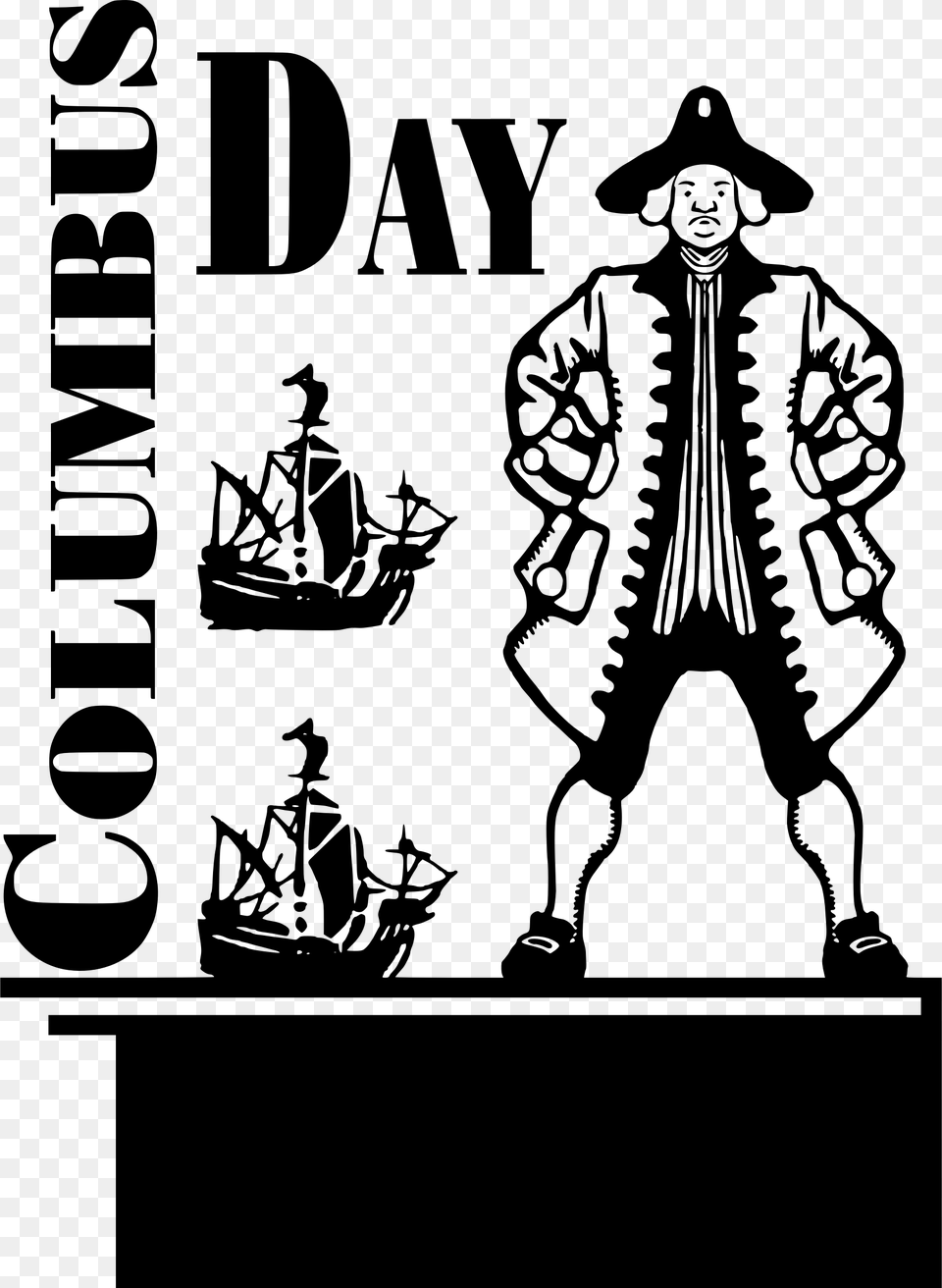 Big Columbus Day Clip Art, Gray Png Image