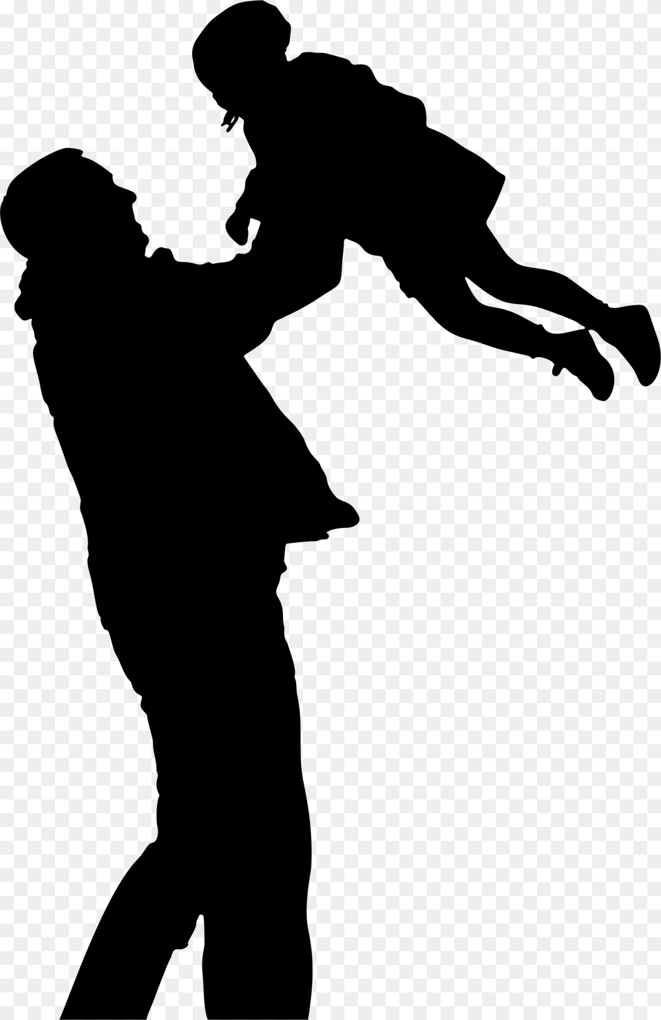 Big Image Dad And Daughter Silhouette, Gray Free Transparent Png
