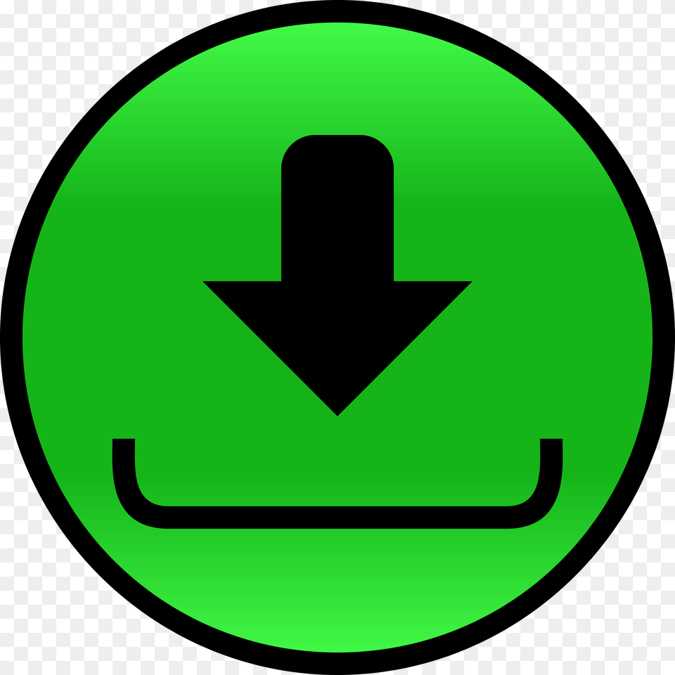 Big Image Download Icon Public Domain, Green, Symbol, Sign Free Png