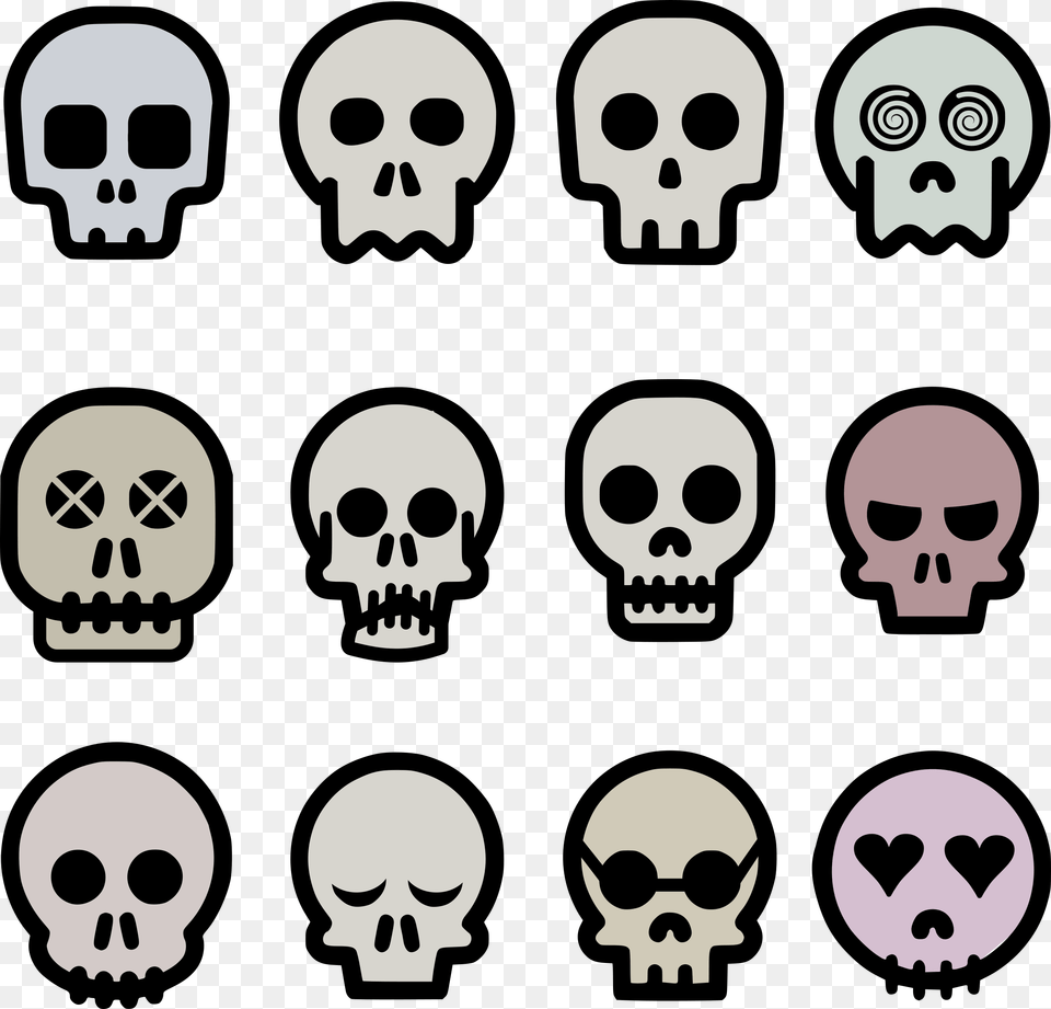 Big Image Emoji Skull, Stencil, Face, Head, Person Free Png Download