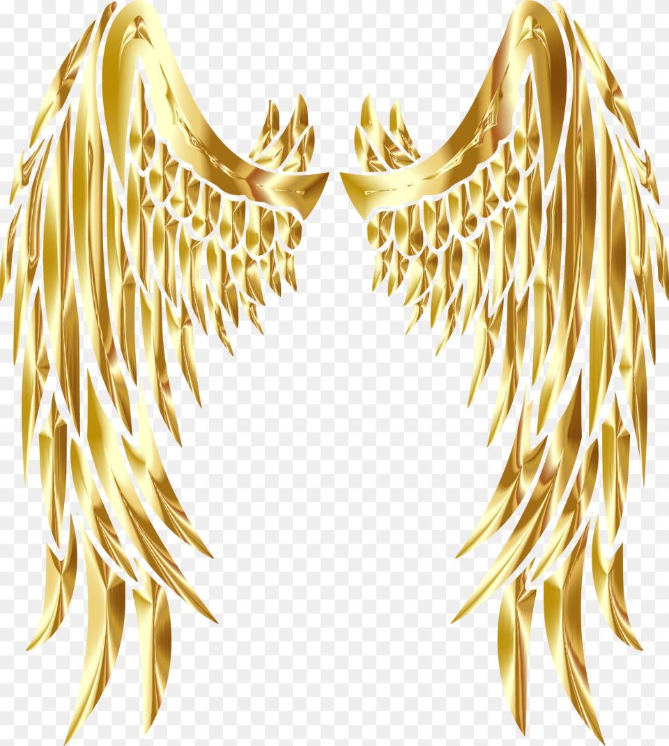 Big Gold Angel Wings Logo, Accessories, Animal, Fish, Sea Life Png Image