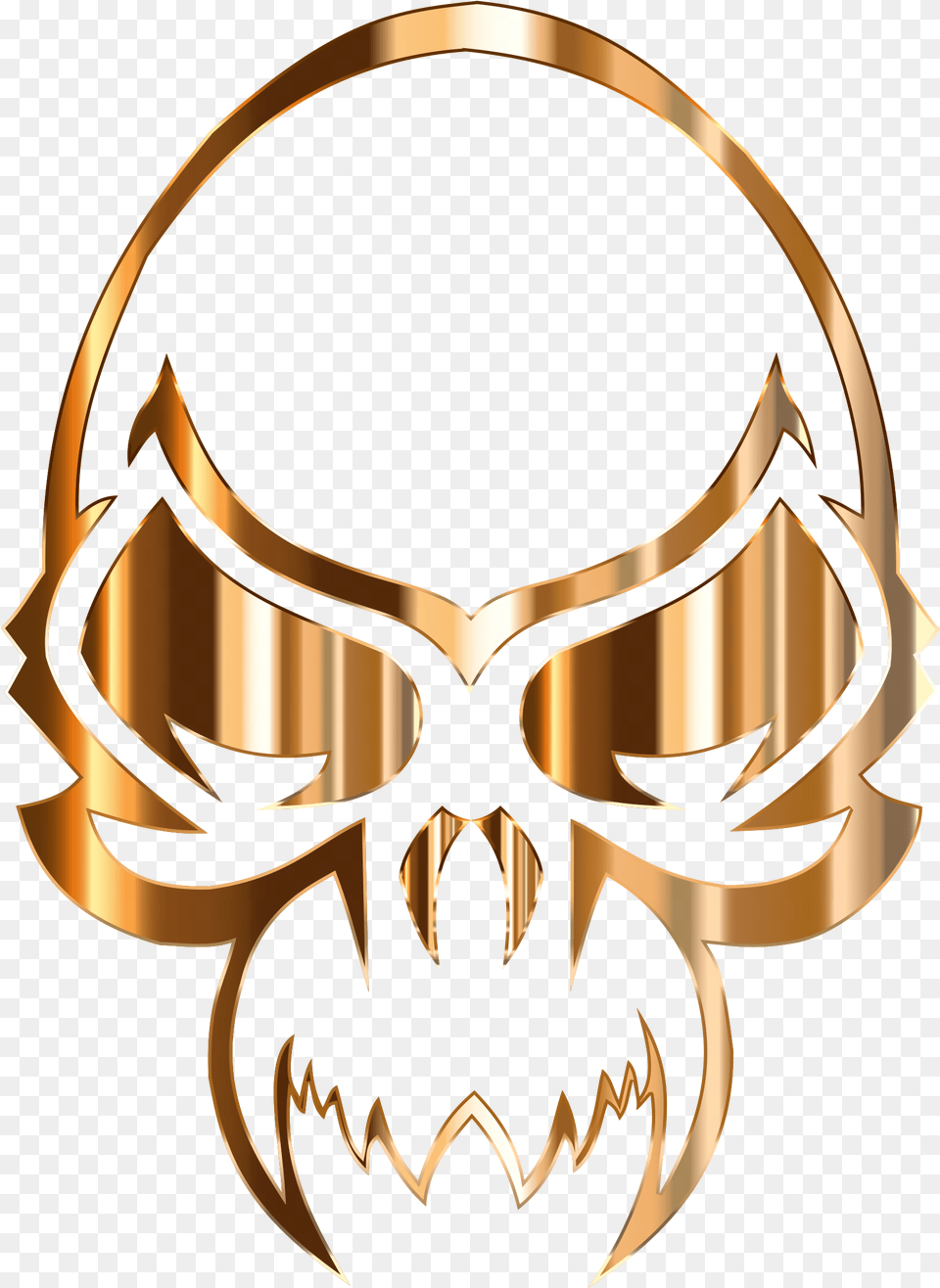 Big Image Gold Skull Transparent Logo, Emblem, Symbol, Bow, Weapon Free Png