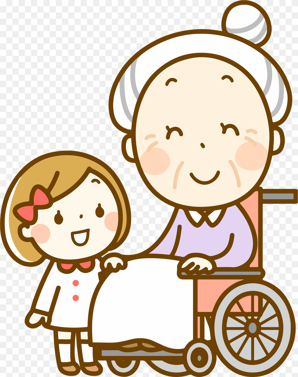 Big Image Grandma On Wheelchair Clipart, Furniture, Chair, Head, Person Free Png Download