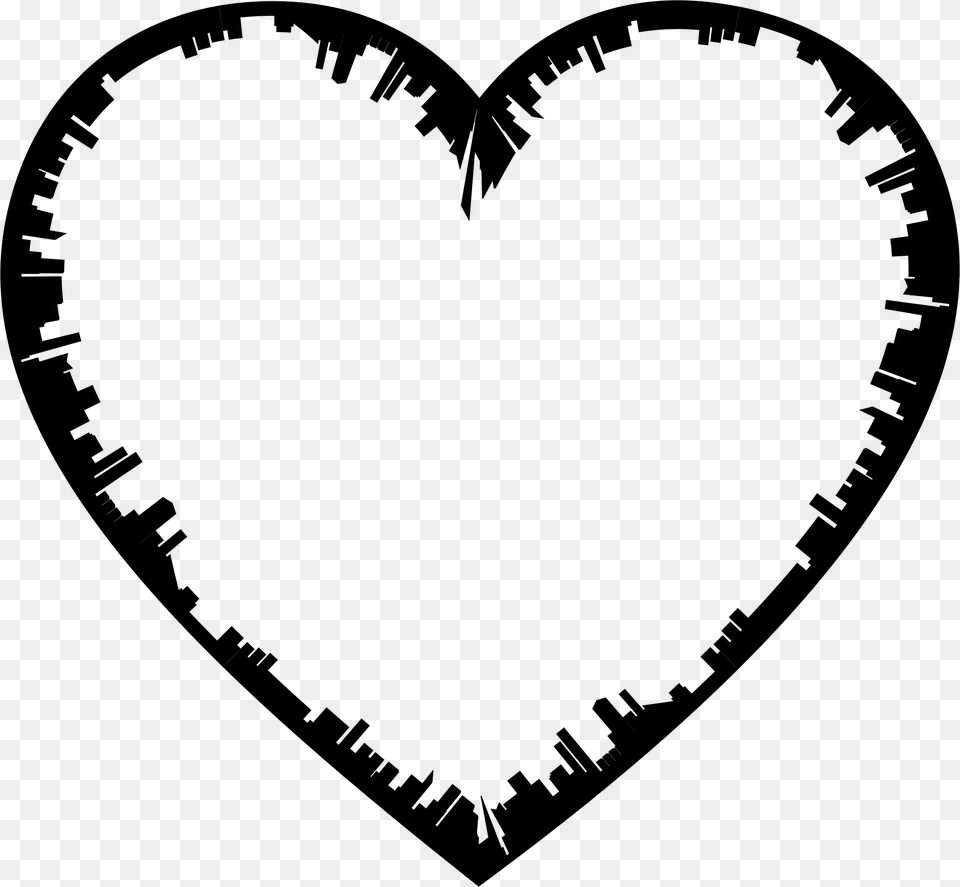 Big Heart Silhouette, Gray Png Image