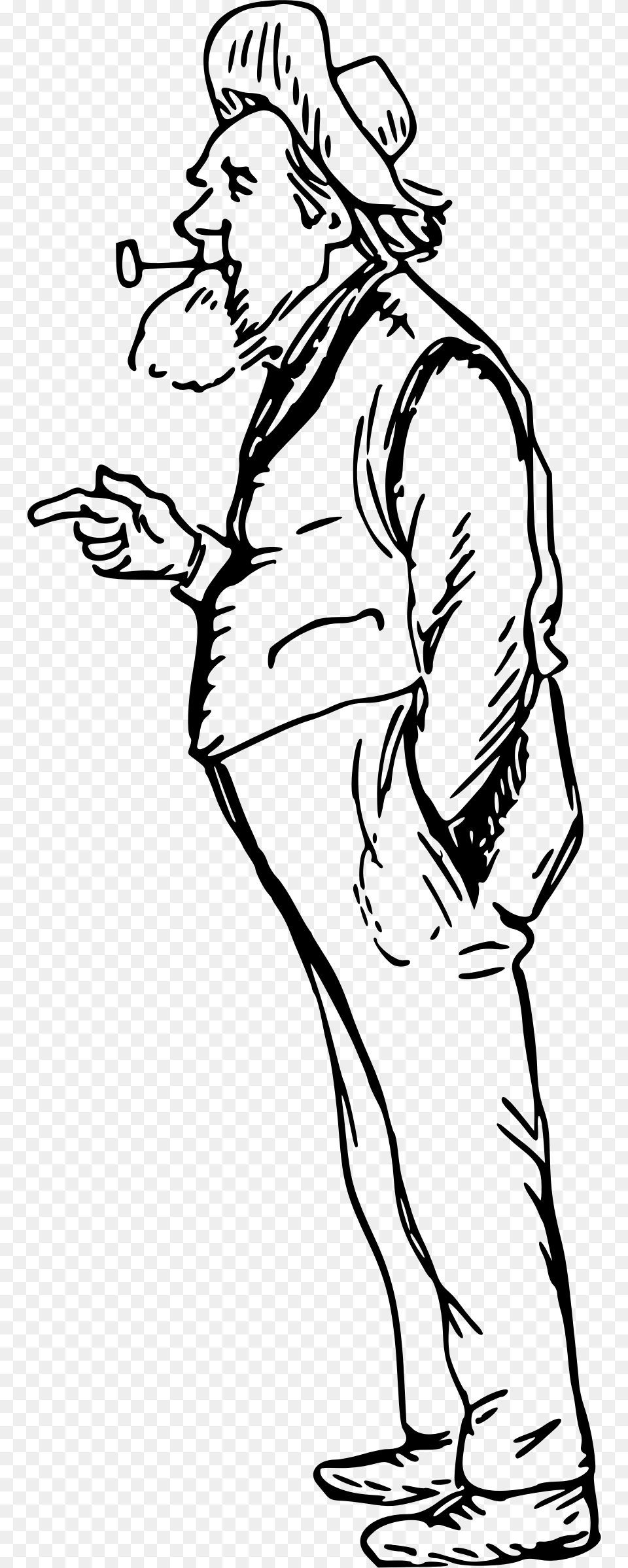 Big Image Old Man Drawing, Gray Png