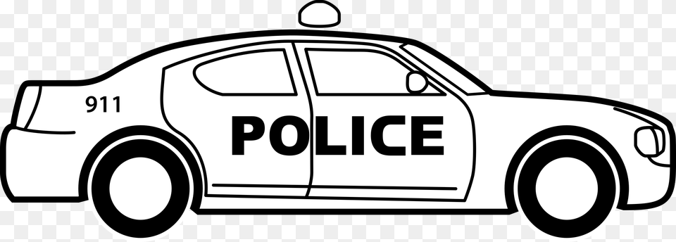 Big Image Police Car Black And White, Transportation, Vehicle, Police Car Free Png Download