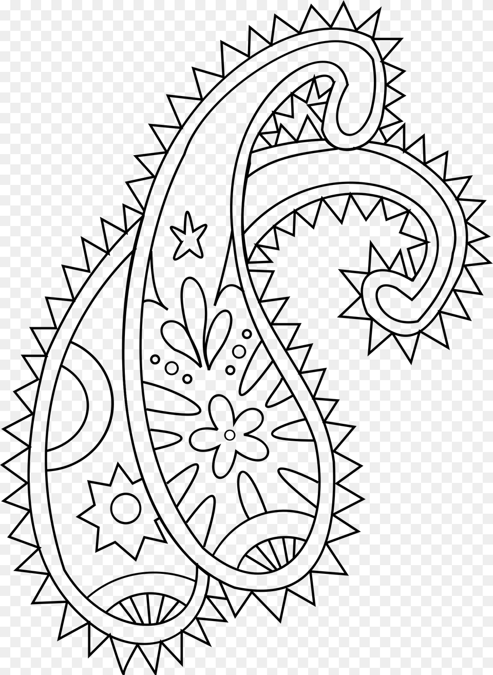 Big Image Simple Paisley Coloring Pages, Gray Png