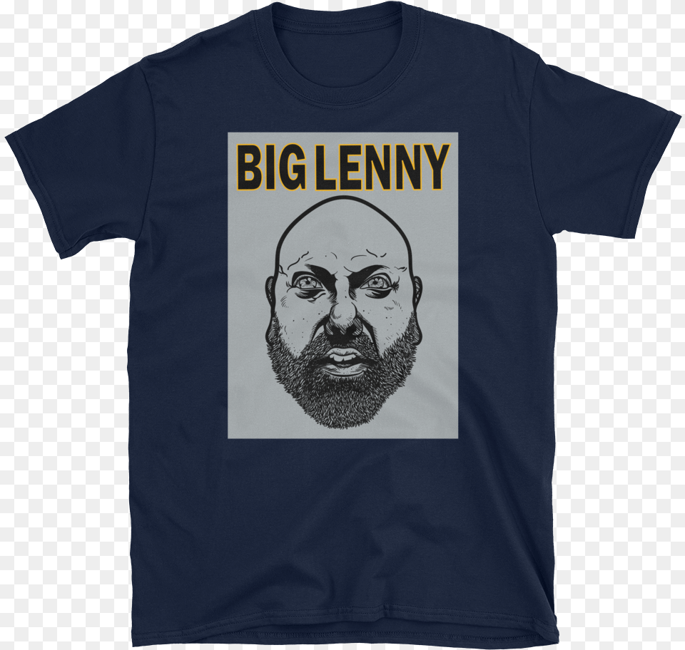 Big Lenny Face Steeler Work Mockup Front Flat Navy Girls Just Wanna Do Science, Clothing, T-shirt, Adult, Male Png Image