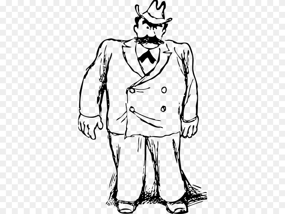Big Man Clipart Black And White, Gray Png Image