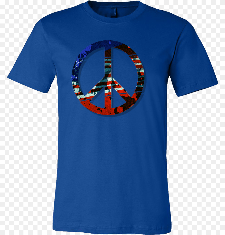 Big Peace Sign Vintage American Flag T Shirt Marathon Runner T Shirt, Clothing, T-shirt Free Png Download