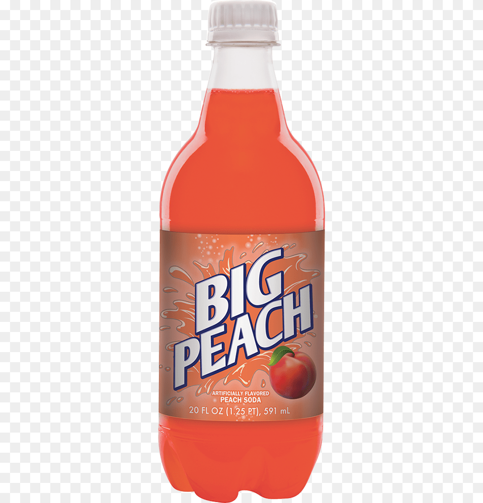 Big Peach Bottle Big Red 20 Oz, Beverage, Food, Ketchup, Pop Bottle Png Image