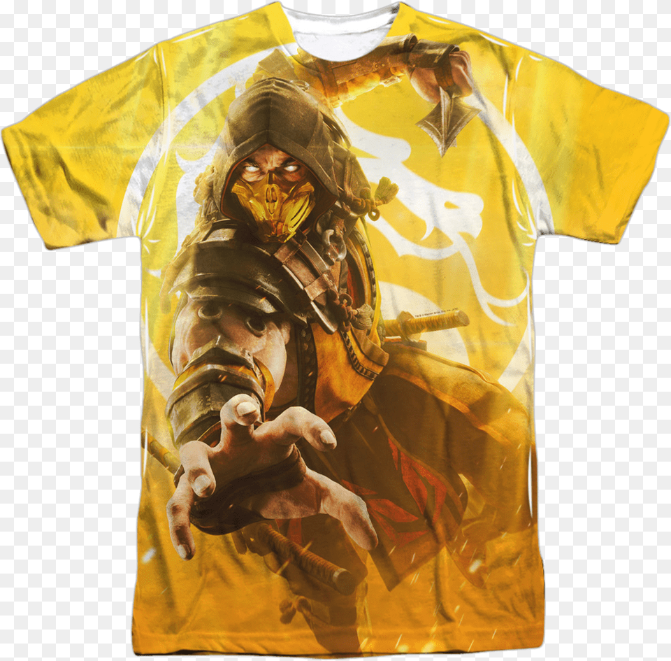 Big Print Scorpion Mortal Kombat T Shirt, Clothing, T-shirt, Coat, Person Free Png