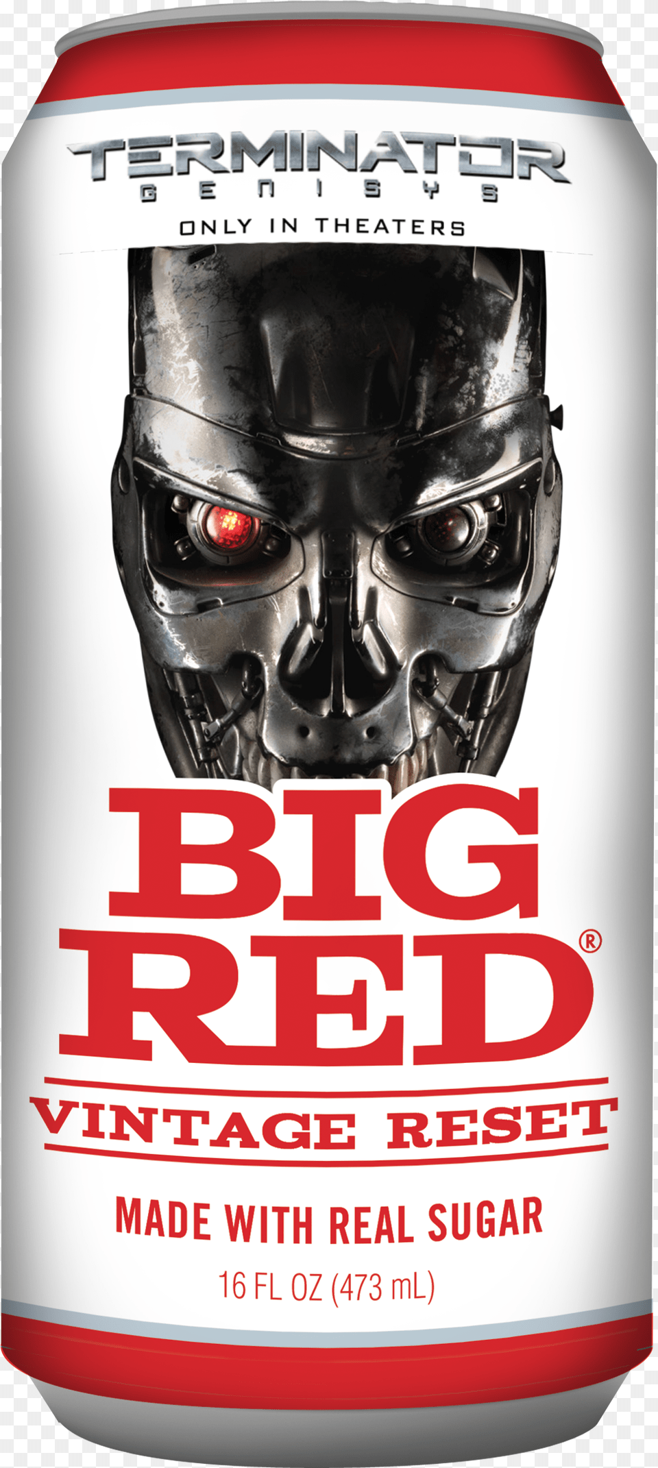 Big Red Vintage Reset Terminator Genisys Can Poster, Advertisement, Helmet, Tin, Beverage Png