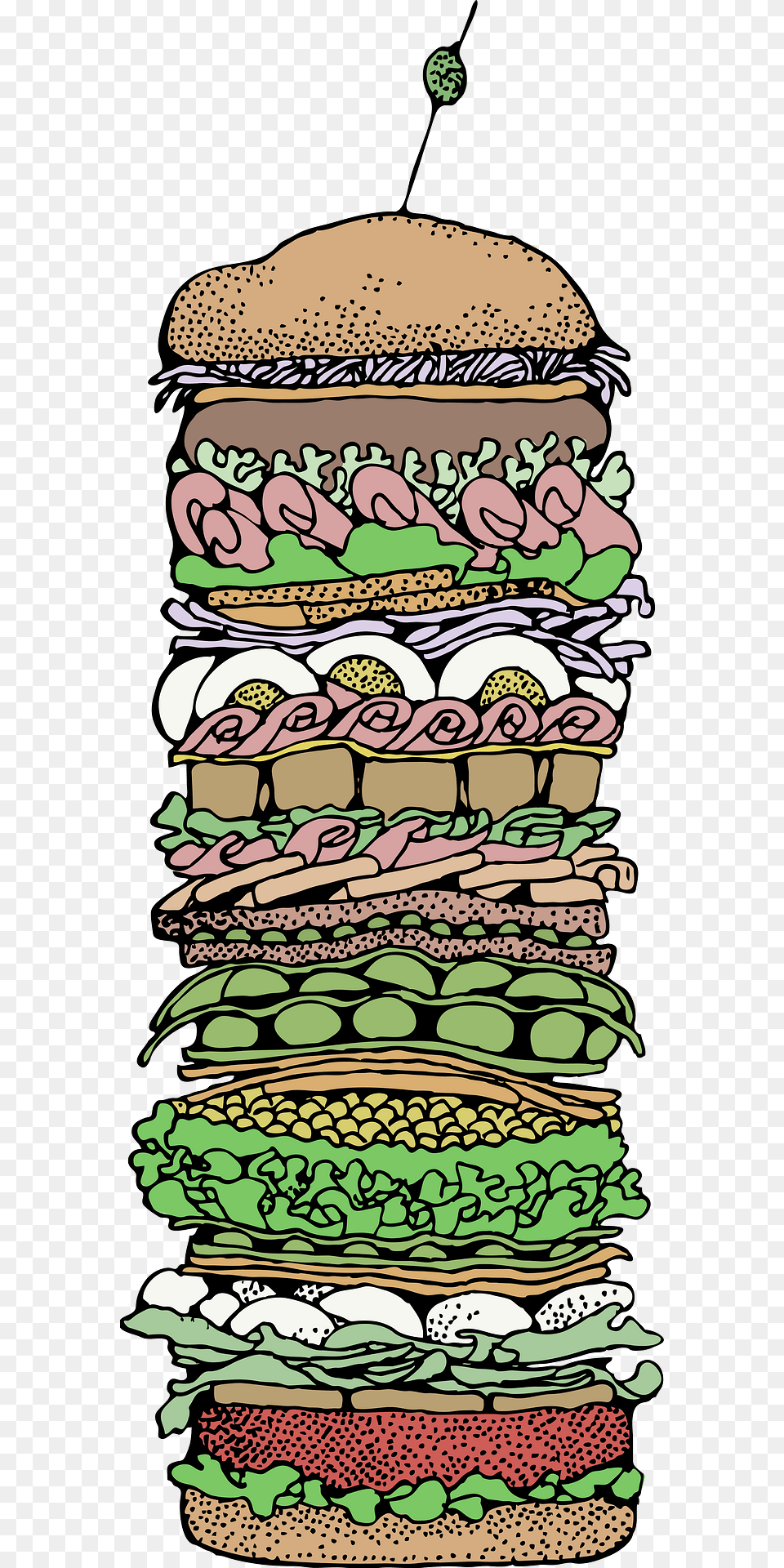 Big Sandwich Clipart, Food, Lunch, Meal, Burger Png Image