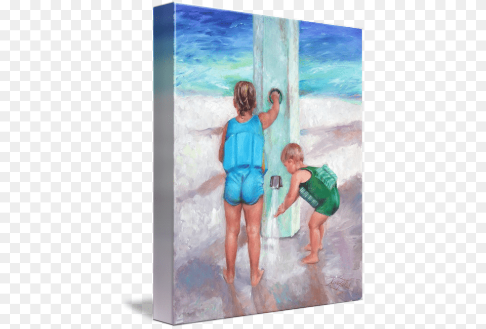 Big Shower At The Beach By Nancy, Vest, Clothing, Adult, Water Free Png Download