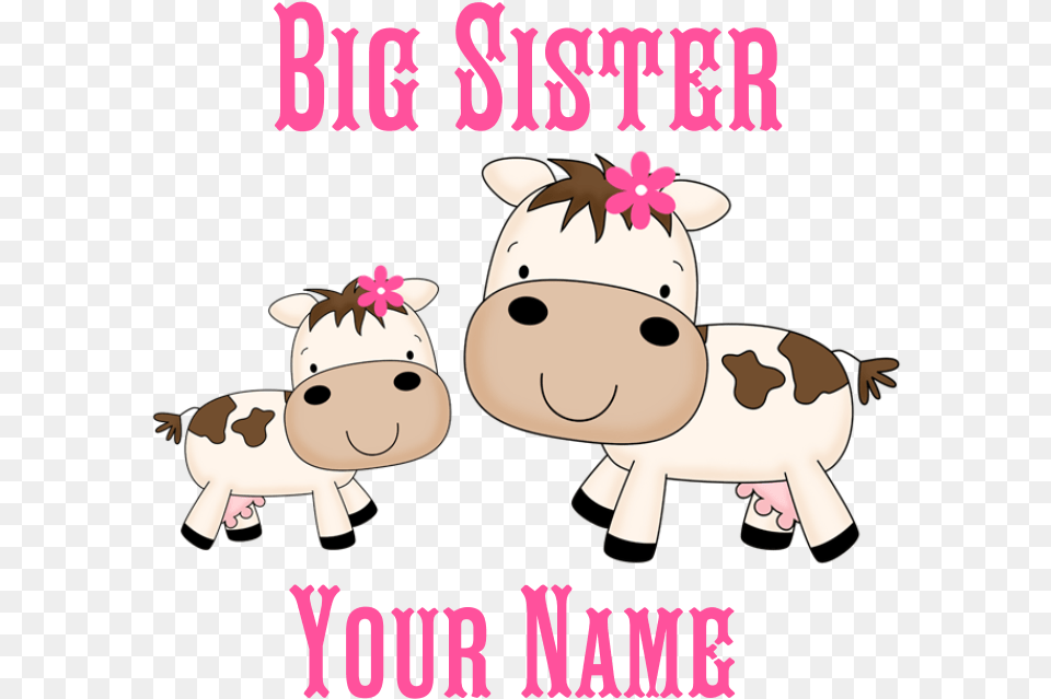 Big Sister Cute Cows Puzzle Baby Animal Clipart Cow, Cattle, Livestock, Mammal, Pig Png Image