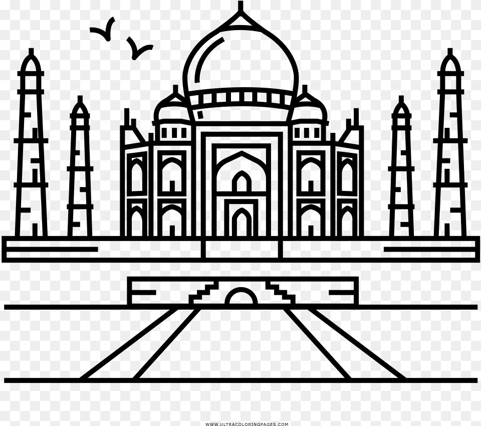 Big Taj Mahal Coloring, Gray Free Transparent Png