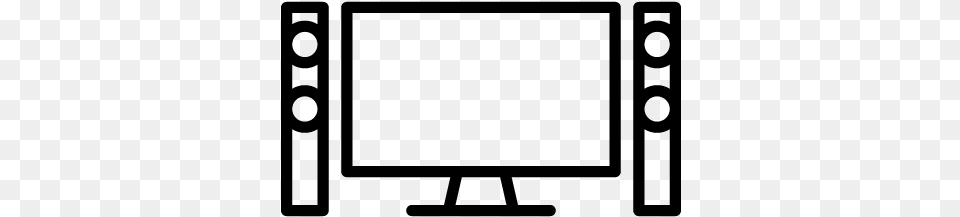 Big Television With Two Big Speakers Vector Tv And Speaker Icon, Gray Free Png