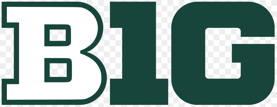 Big Ten Logo In Michigan State Colors, Number, Symbol, Text, First Aid Free Png