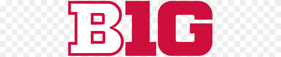 Big Ten Logo In Ohio State Colors, Text, First Aid, Number, Symbol Free Png Download