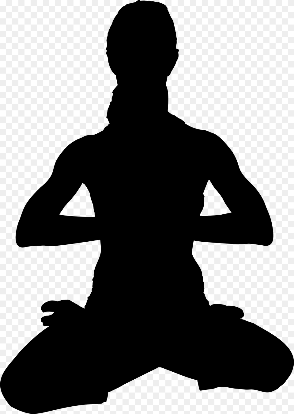 Big Woman Meditating Silhouette, Gray Free Png