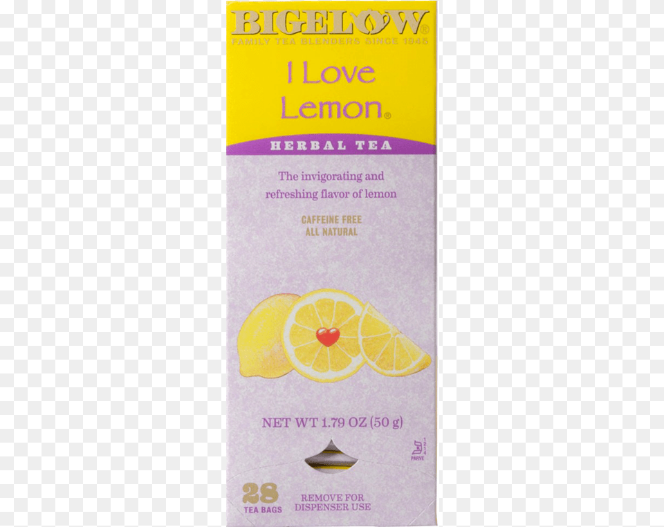 Bigelow I Love Lemon Tea, Book, Publication, Citrus Fruit, Food Png Image