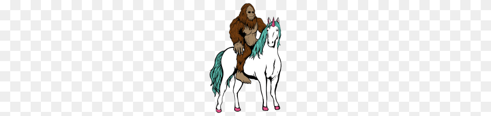 Bigfoot Riding Unicorn Sasquatch, Adult, Female, Person, Woman Free Png
