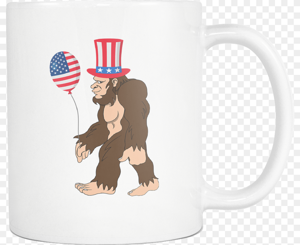 Bigfoot Sasquatch Baloon American Flag Cartoon, Person, Cup, Face, Head Free Transparent Png