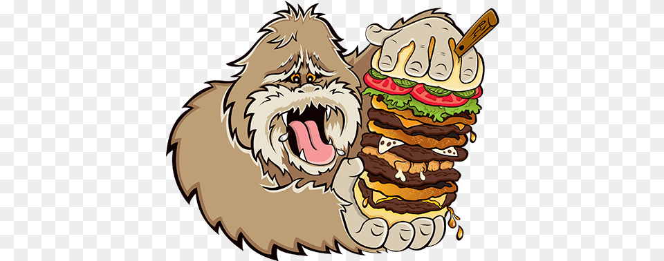 Bigfootburger Bigfoot Eating A Sandwich, Cream, Dessert, Food, Ice Cream Png