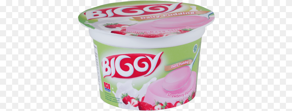 Biggy Strawberry Pudding 110 Gr Biggy Pudding Pg, Dessert, Food, Yogurt, Cream Png Image