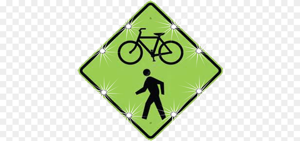 Bike And Pedestrian Sign, Symbol, Adult, Vehicle, Transportation Free Transparent Png