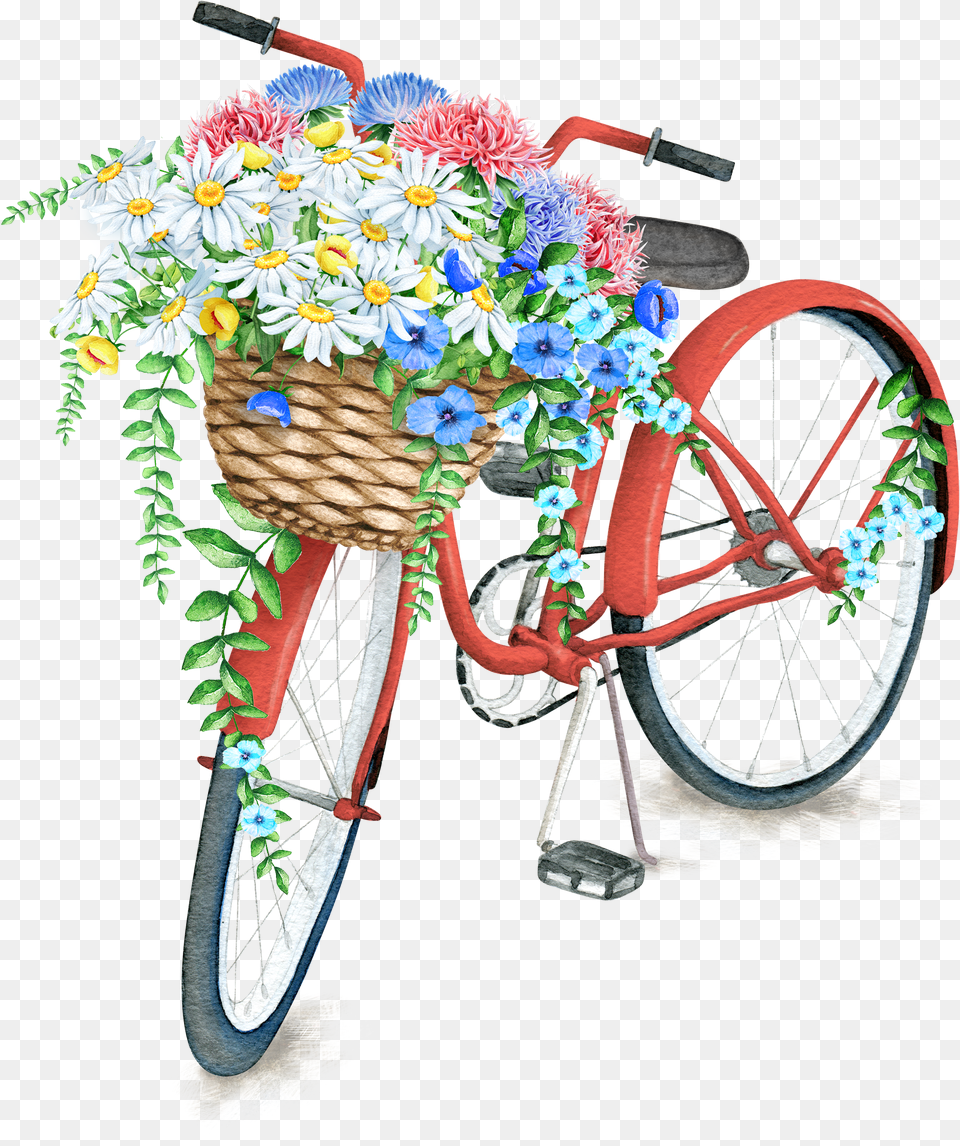 Bike Clip Art Bicycle With Flower Basket, Animal, Deer, Mammal, Wildlife Free Transparent Png