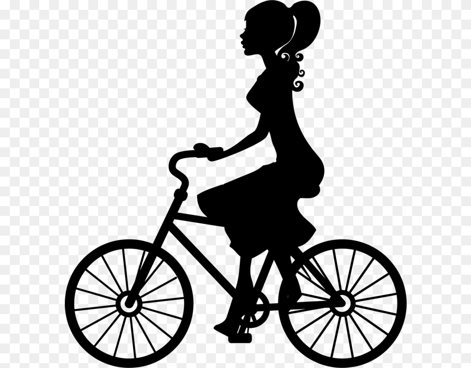 Bike Clip Silhouette Girl On Bike Silhouette, Gray Free Png Download