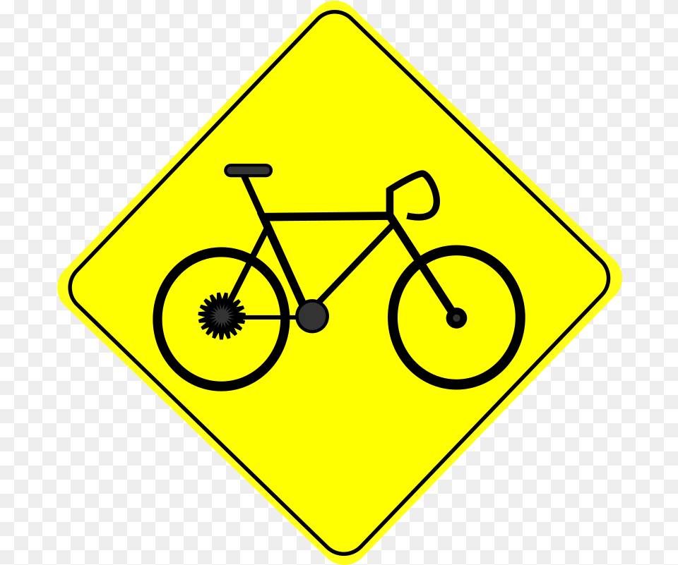Bike Crossing Caution Road Sign Clipart Icon Happy Birthday 50 Cyclist, Symbol, Bicycle, Transportation, Vehicle Png Image