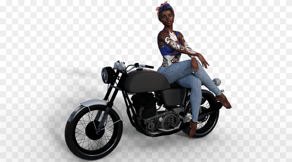 Bike Female Model 3d Character Comic Cruiser, Machine, Spoke, Person, Pants Free Png