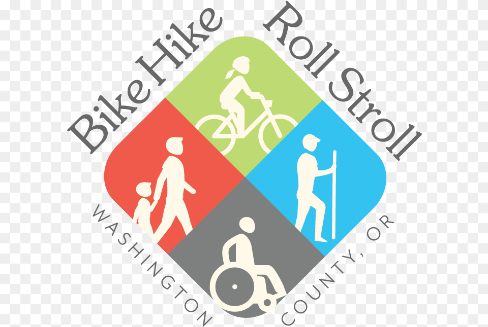 Bike Hike Roll Stroll Logo For Active Transportation Car Rental, Adult, Person, Man, Male Free Png Download