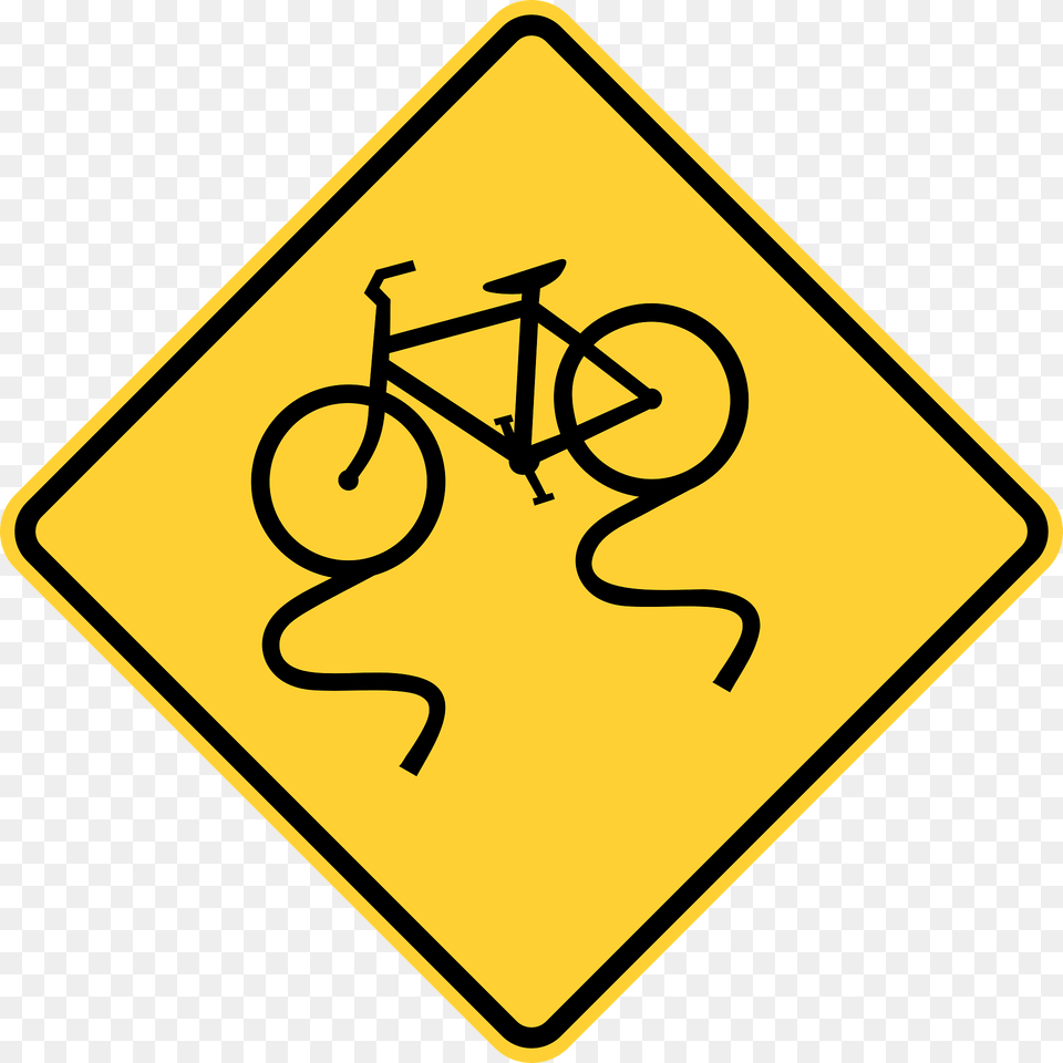 Bike Lane Slippery When Wet Clipart, Sign, Symbol, Road Sign, Bicycle Free Png Download