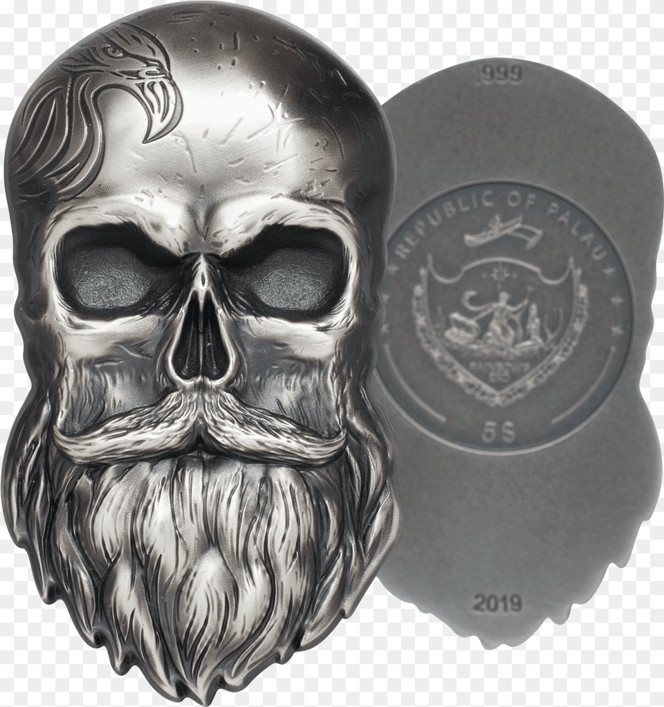 Biker Skull 2019 1 Oz Pure Silver Coin Palau, Adult, Male, Man, Person Png
